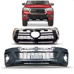 Kit Parachoque Para Hilux 2018 2019 2020 Com Grades Preto