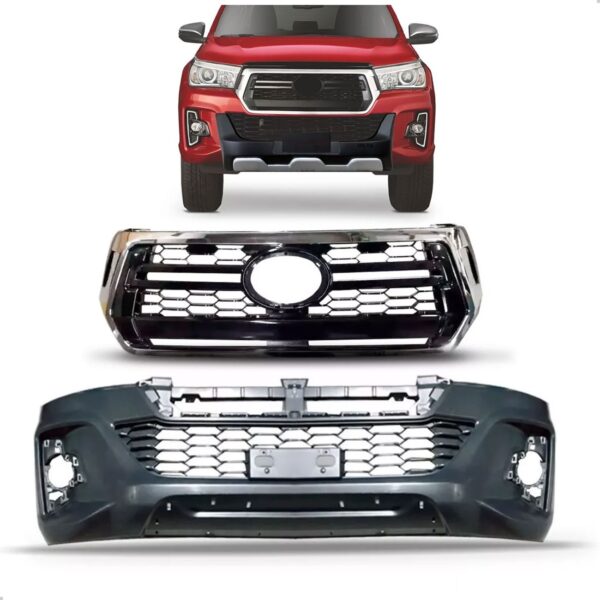 Kit Parachoque Para Hilux 2018 2019 2020 Com Grades Preto