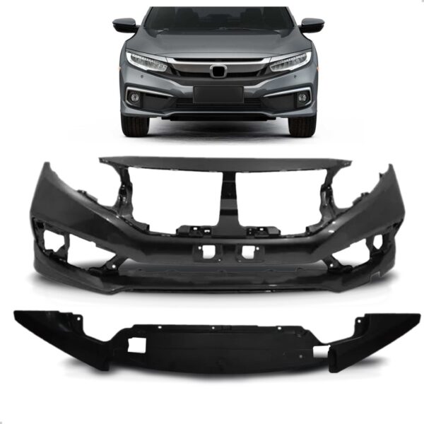 Kit Parachoque Honda Civic 2020 2021 Defletor Saia Spoiler Preto