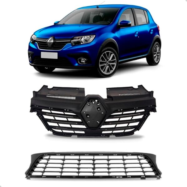 Kit Grades Superior E Inferior Sandero 2020 A 2024 Preto