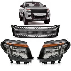 Par Farol Pickup Ranger 2013 A 2016 Negro C/ Grade C/ Grafia Ambos Lados