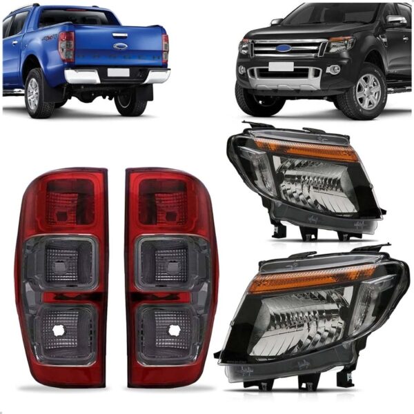 Par Farol Ranger 2013 A 2016 Mascara Negra Com Par Lanternas Ambos Lados