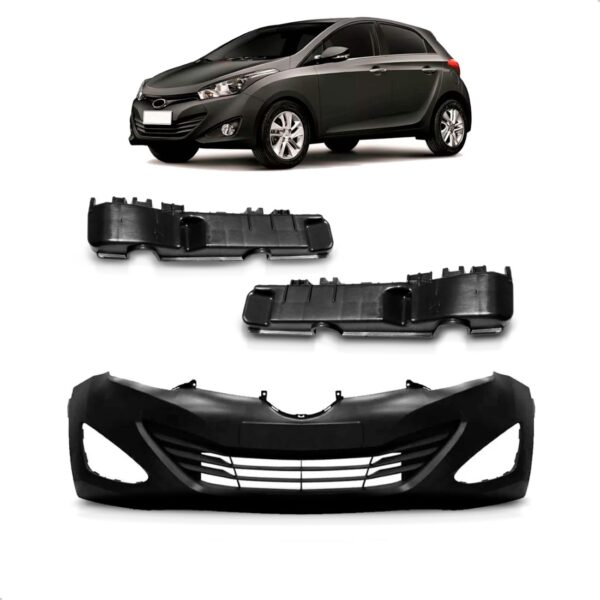 Kit Parachoque Dianteiro Hb20 2012 A 2016 C/ Grade Guias Preto