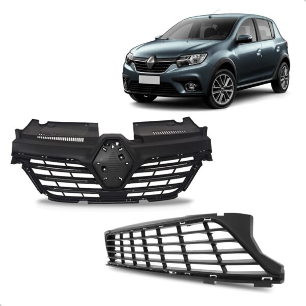 Kit Grade Parachoque Sandero 2020 A 2024 Superior E Inferior Preto