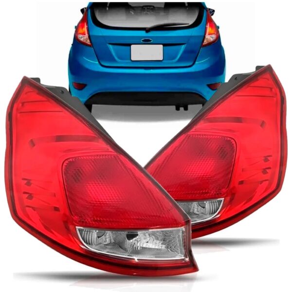 Par Lanterna Traseira Fiesta Mexicano 2011 A 2017 Lente Lisa Vermelho