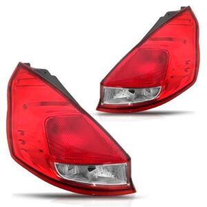 Par Lanterna Traseira Fiesta Mexicano 2011 A 2017 Lente Lisa Vermelho