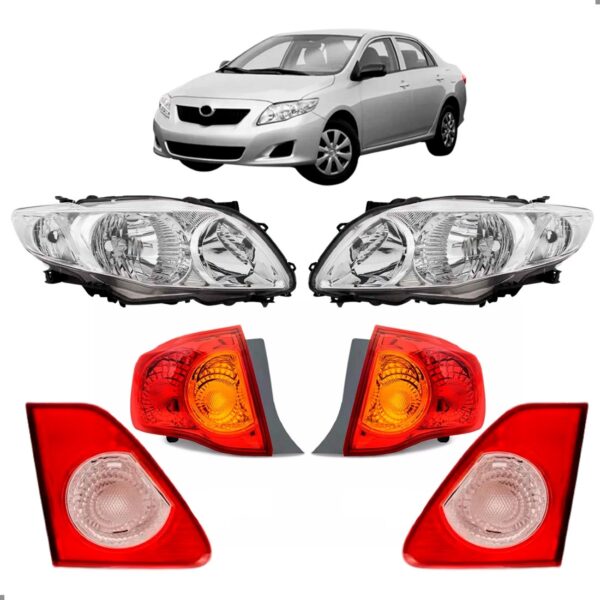Kit Farois E Lanternas Para Corolla 2008 2009 2010 2011 Ambos Lados