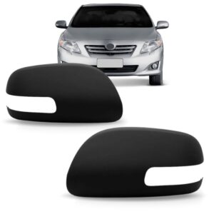 Par Capa Retrovisor Corolla 2008 2009 2010 Preta Com Furo Preto