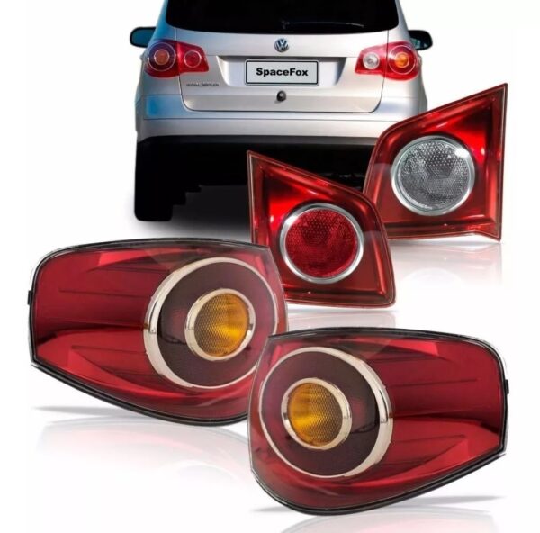 KIT LANTERNA TRASEIRA SPACEFOX 2006 A 2010 CANTO E TAMPA CRISTAL VERMELHA