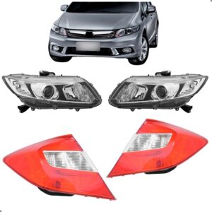Kit Farois E Lanternas Para New Civic 2012 2013 2014 15 2016 Ambos Lados