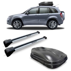 Kit Travessas Rack Chery Tiggo Prata + Baú Maleiro 510 L