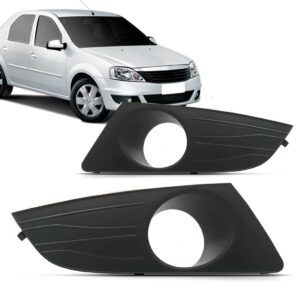 Par Moldura Farol Milha Logan 2010 11 12 13 2014 Com Furo - Preto