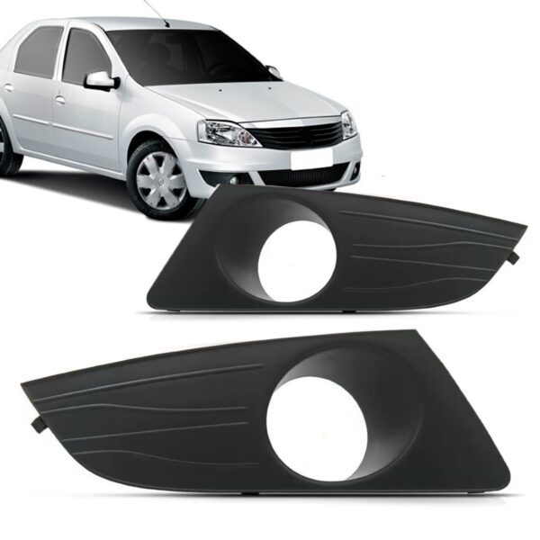 Par Moldura Farol Milha Logan 2010 11 12 13 2014 Com Furo - Preto