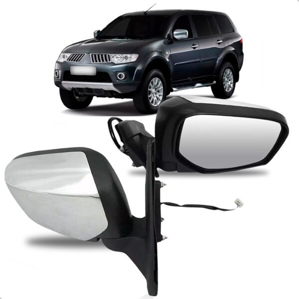 Par Retrovisor Triton E Pajero Dakar 2007 A 2014 Cromado