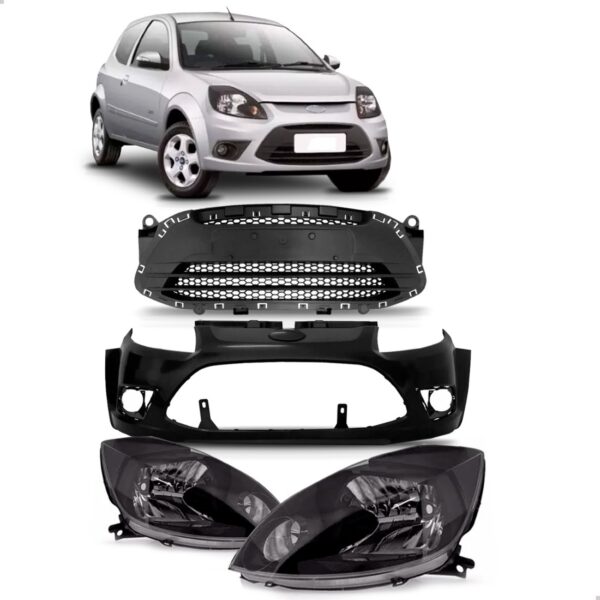Kit Frente Parachoque Dianteiro Para Ford Ka 2012 2013 2014 Preto