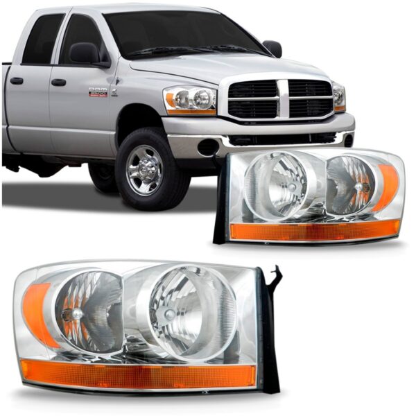 Par Farol Dodge Ram 2006 A 2007 Cromado Pisca Âmbar Inferior