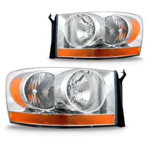 Par Farol Dodge Ram 2006 A 2007 Cromado Pisca Âmbar Inferior