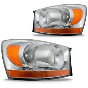 Par Farol Dodge Ram 2006 A 2007 Cromado Pisca Âmbar Inferior