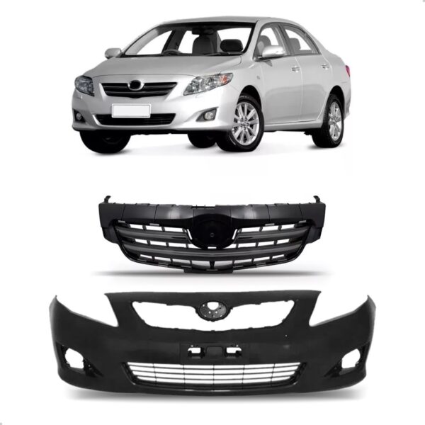 Parachoque Corolla 2009 A 2011 Com Grade Superior E Inferior Preto