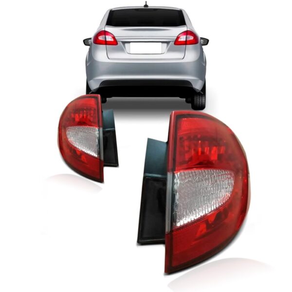 Par Lanterna Traseira Fiesta Mexicano 2011 A 2012 Sedan Ambos Lados Vermelho