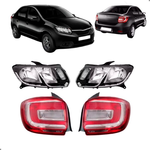 Kit Farois E Lanternas Para Logan 2014 2015 16 2017 18 2019 Ambos Lados