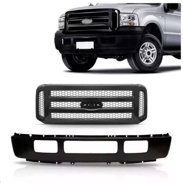 Kit Parachoque F250 2006 A 2012 Dianterio Preto Com Grade Preto
