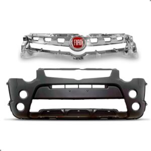 Kit Parachoque Strada Locker 2013 A 2020 Cinza Com Grade Preto