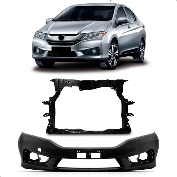 Kit Parachoque C/ Painel Mini Frente Honda City 2014 A 2018 Preto