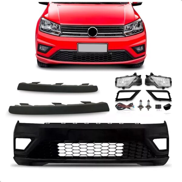 Envolvente Saveiro 2017 A 2022 Kit Farol Milha 1a Linha Novo Preto