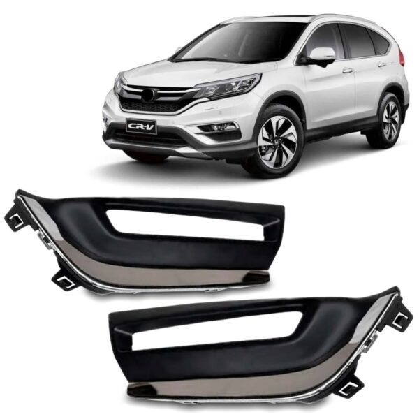 Par Moldura Milha Crv 2018 2019 Com Friso Cromado Preto