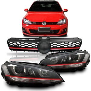 Kit Golf Gti 2014 A 2018 Par Farol Led Friso + Grade Friso.