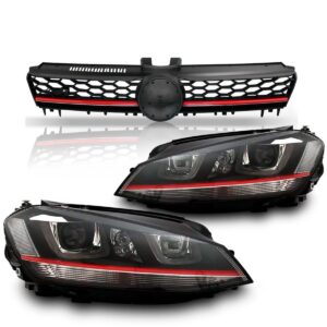 Kit Golf Gti 2014 A 2018 Par Farol Led Friso + Grade Friso.