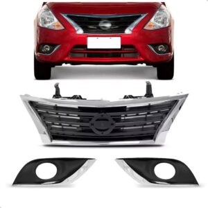 Tela Frontal Versa 2015 16 17 18 2019 Cromada Com Molduras Plástico