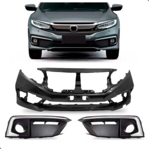 Kit Envolvente Civic 2020 A 2022 Dianteiro Com Grades Milha Preto