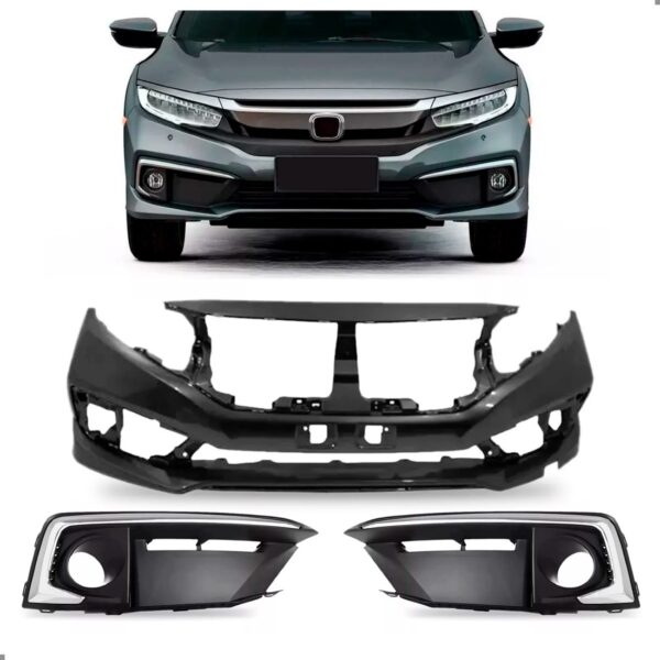 Kit Envolvente Civic 2020 A 2022 Dianteiro Com Grades Milha Preto