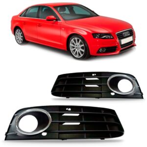 Par Moldura Milha Auxiliar Audi A4 07 08 09 10 2011 Com Furo Preto