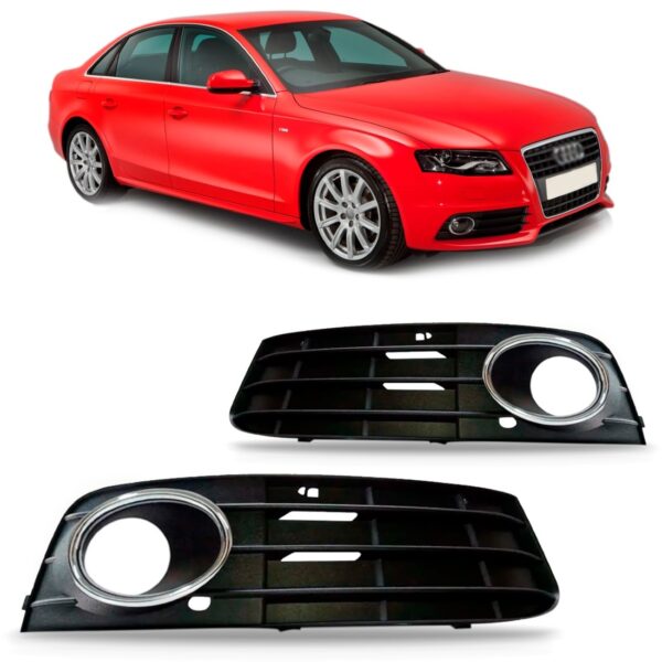 Par Moldura Milha Auxiliar Audi A4 07 08 09 10 2011 Com Furo Preto