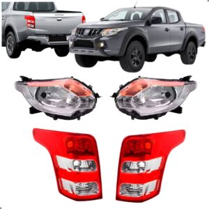 Kit L200 Triton 2017 A 2025 Farol Pisca Âmbar E Par Lanterna Ambos Lados