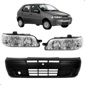 Kit Parachoque E Par Faróis Palio Fire 2001 2002 2003 2004 Para Pintar
