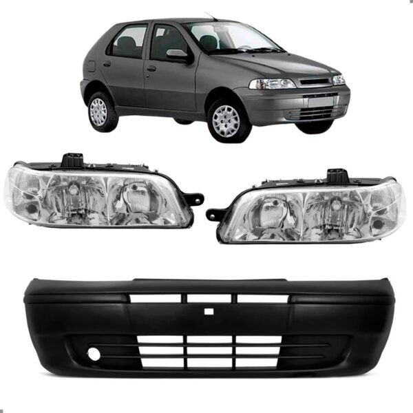 Kit Parachoque E Par Faróis Palio Fire 2001 2002 2003 2004 Para Pintar