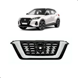 Grade Radiador Kicks 2017 18 19 2020 Preta Com Friso Cromado Preto Fosco