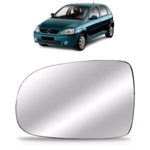 Lente Espelho Retrovisor Corsa 2003 A 2011 Prata Le 1a Linha Esquerdo