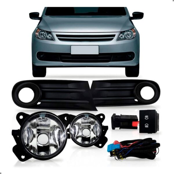 Kit Farol Milha Auxiliar Gol G5 2009 A 2012 Moldura