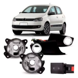 Kit Farol Milha Neblina Fox 2010 À 2013 Grade Aro Cromado Transparente