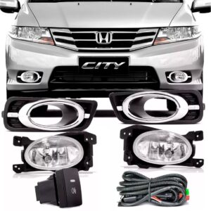 Kit Farol Milha Neblina City 2012 2013 2014 Com Aro Cromado Cristal