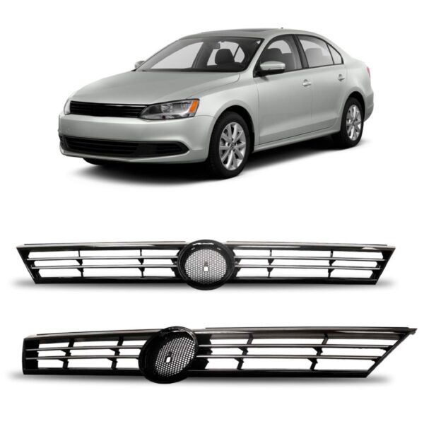 Grade Radiador Jetta 2011 A 2014 Preta S/friso 1a Linha