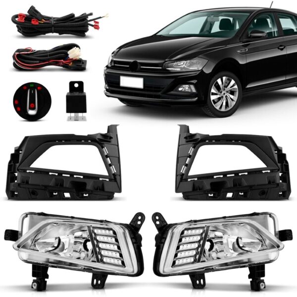 Kit Farol Milha Auxiliar Polo 2018 2019 2020 Led Drl Oferta