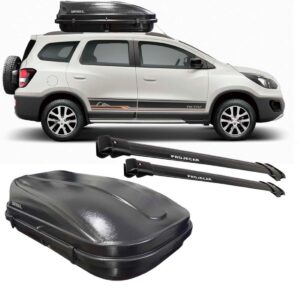 Kit Chevrolet Spin Travessas Preta + Bau Maleiro 510 Litros Preto