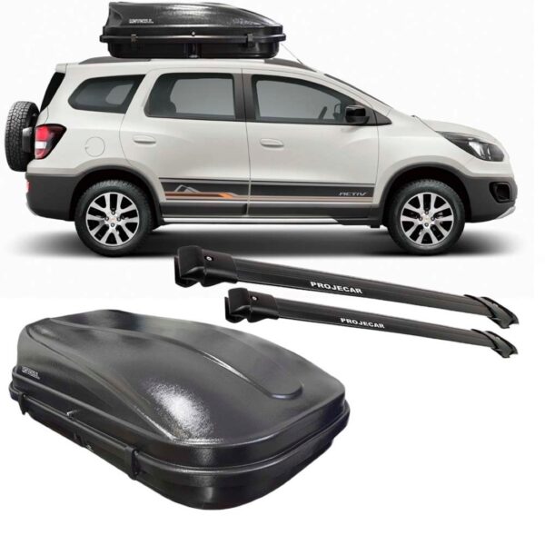 Kit Chevrolet Spin Travessas Preta + Bau Maleiro 510 Litros Preto