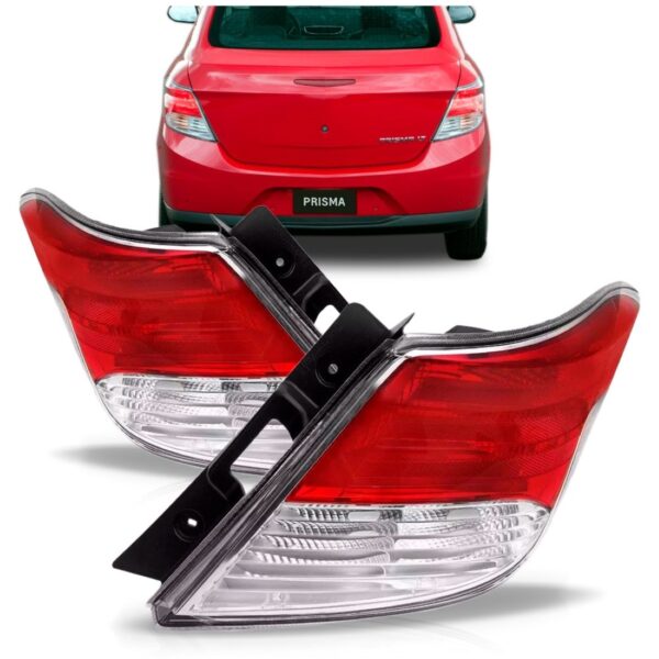 Par Lanterna Traseira Prisma 2013 A 2016 Bicolor Vermelho